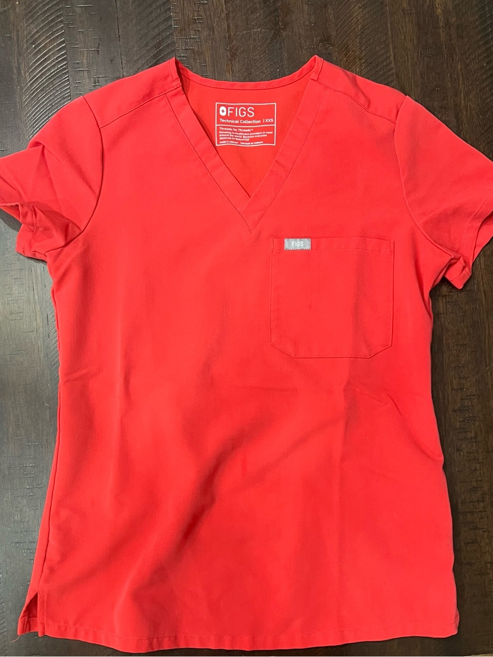 Figs Neon Red Catarina One Pocket Women’s Scrub Top